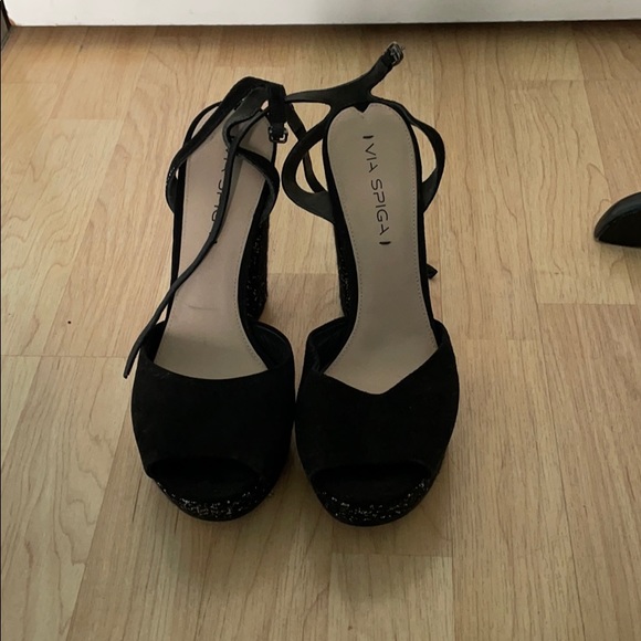 Vía Spigai Black platform heel Peep toe - Picture 2 of 6